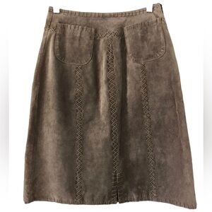 J Jill Skirt 4 Petite Leather A-line Exposed Stitching Leather Weather Cowgirl